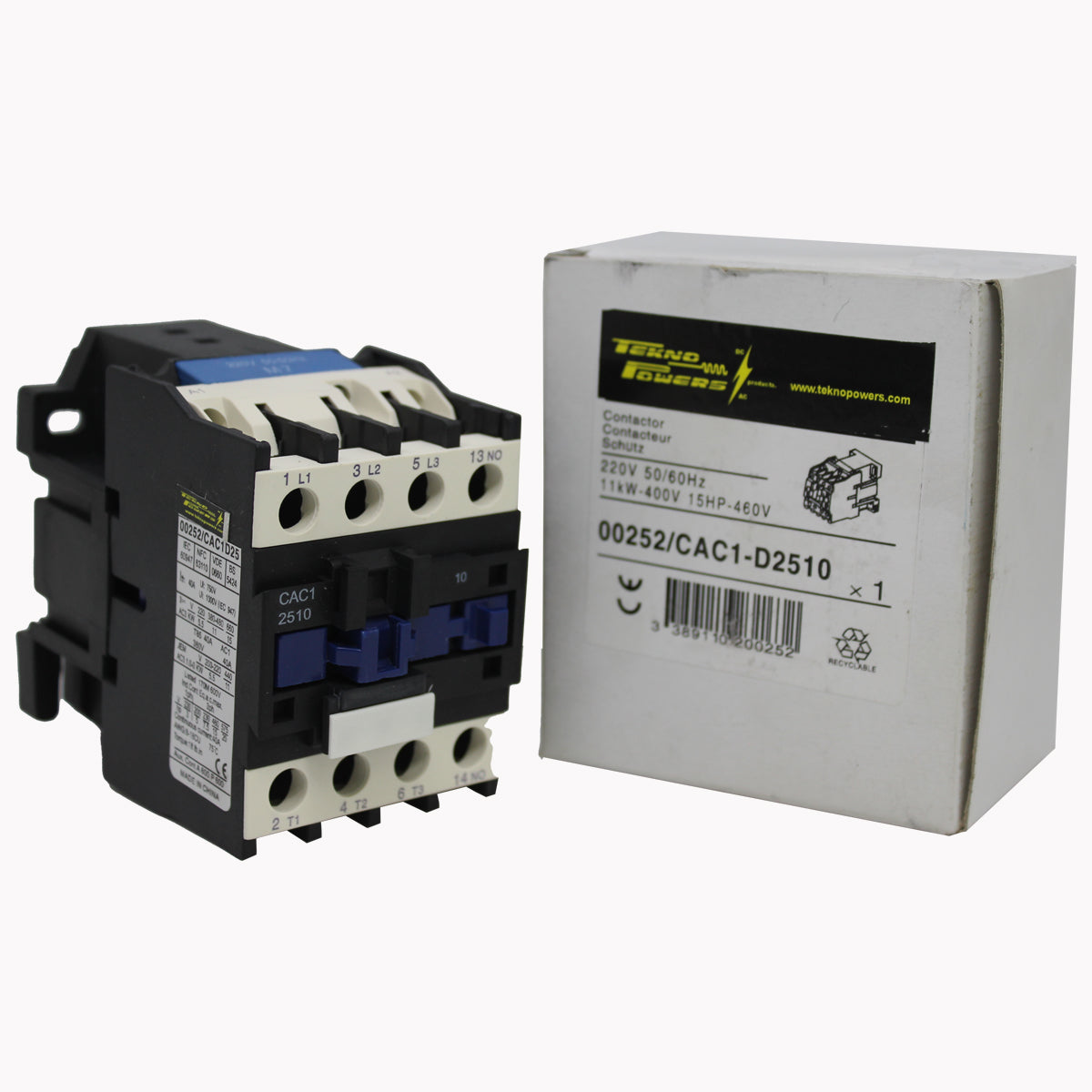 CAC-2520 - CONTACTOR 25A-CA3 40A-CA1 ANTS LC2540-20220VCA, TRABAJO LIVIANO, CONTACTO AUXILIAR 1NA