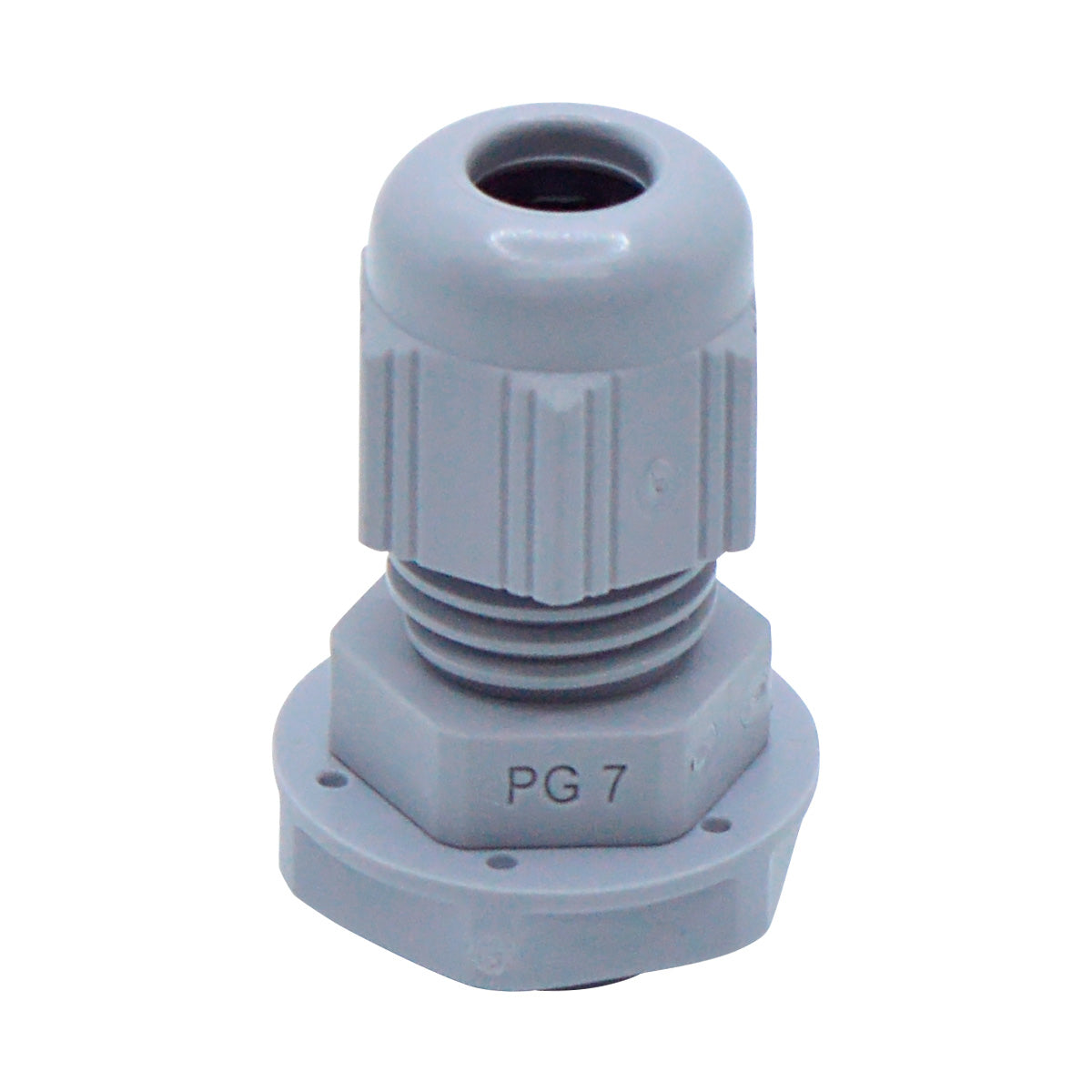 CG-PG7 - CONECTOR GLAND.PG7 6mm (1/4 ) POLIAM.GRISINCLUYE TUERCA, BARRENO 7/16