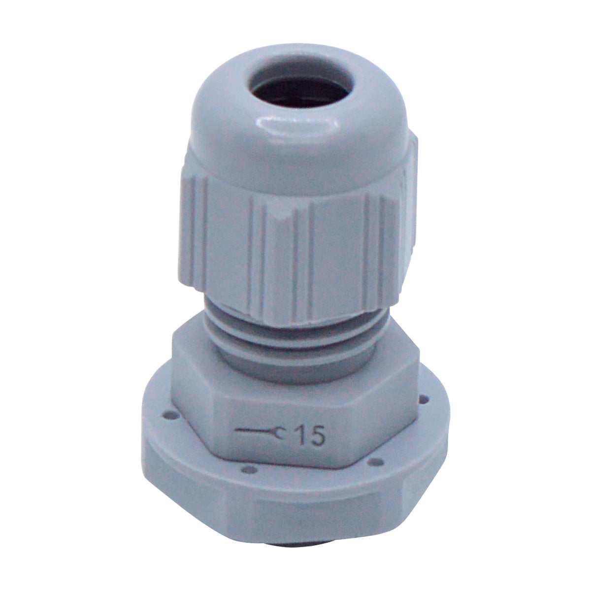 CG-PG7 - CONECTOR GLAND.PG7 6mm (1/4 ) POLIAM.GRISINCLUYE TUERCA, BARRENO 7/16