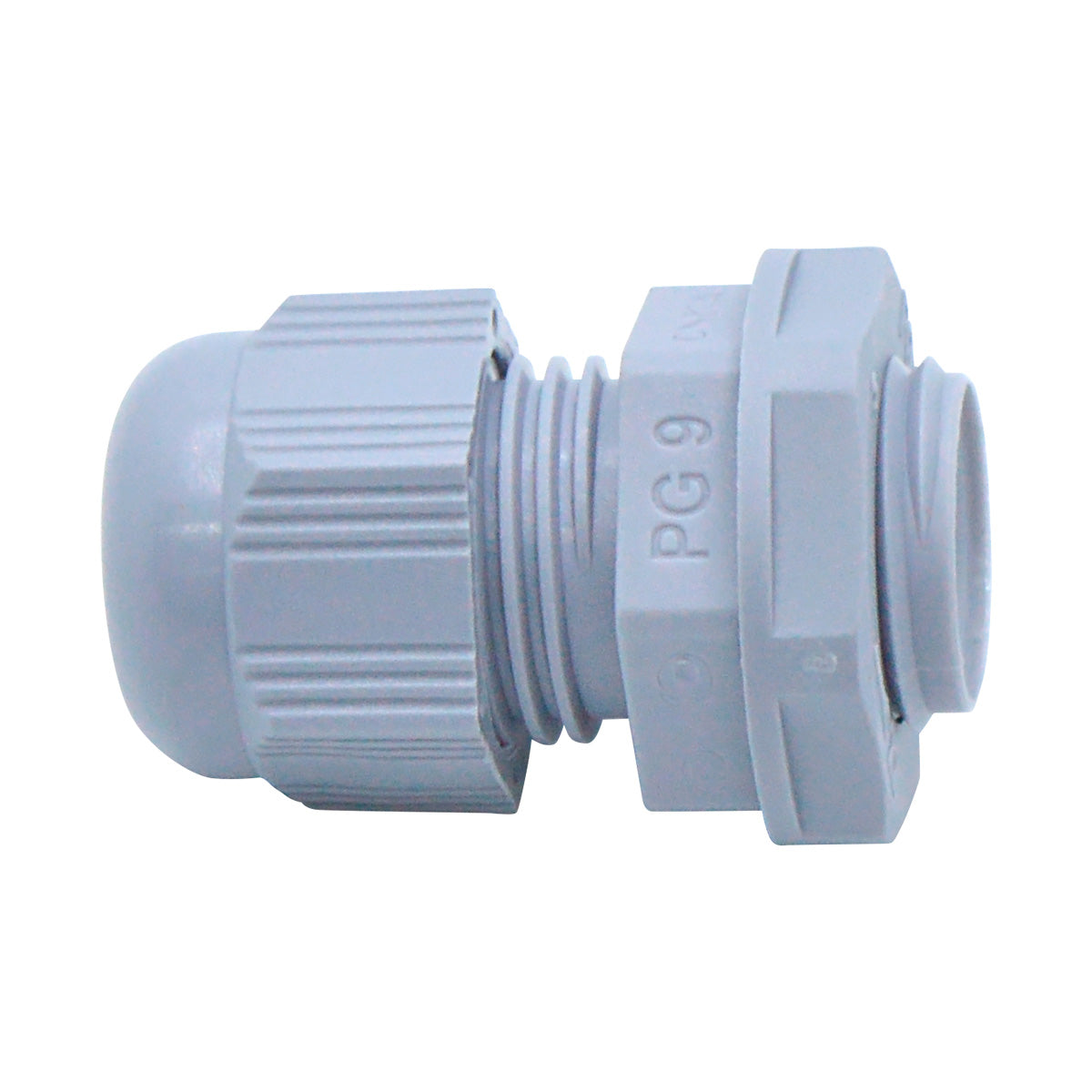 CG-PG9 - CONECTOR GLAND.PG9 8mm (5/16 ) POLIAM GRISINCLUYE TUERCA, BARRENO 19/32