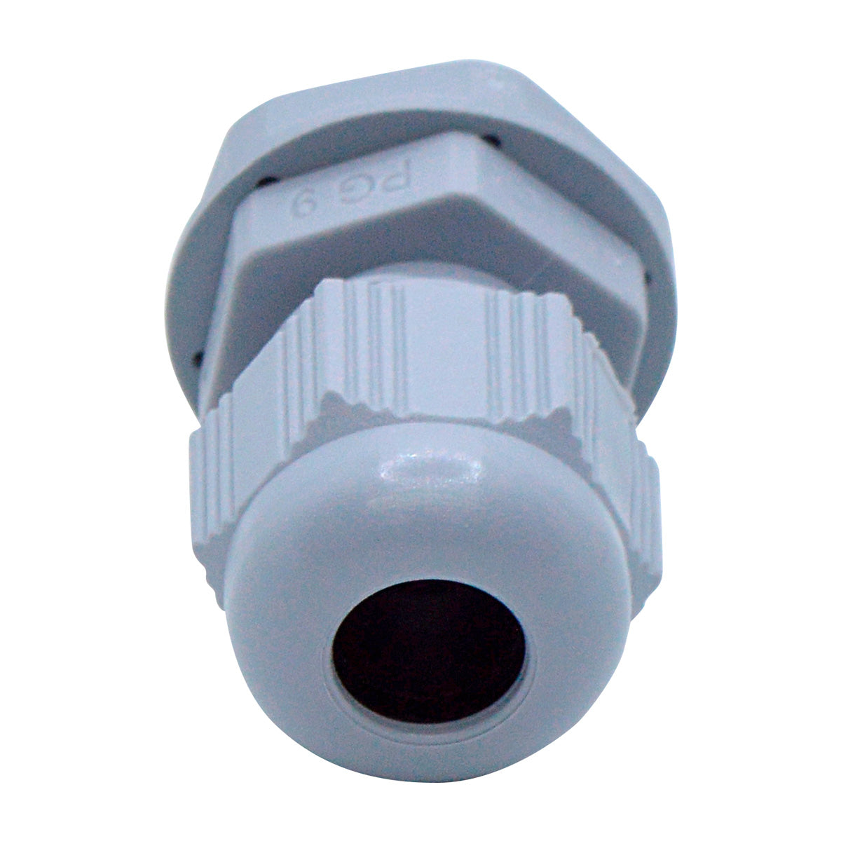 CG-PG9 - CONECTOR GLAND.PG9 8mm (5/16 ) POLIAM GRISINCLUYE TUERCA, BARRENO 19/32