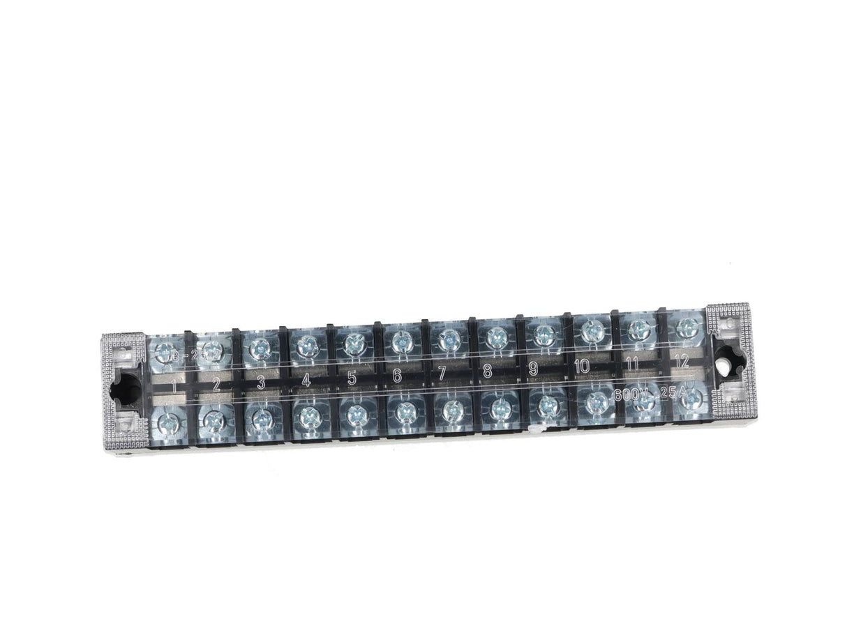 TB-2512 — BLOQUE DE TERMINALES MONTAJE FIJO 25AMP12 POLOS, 600V, CALIBRE 14 AWG, 100¡C (A PRUEBA DE FUEGO) , 19x162x30mm