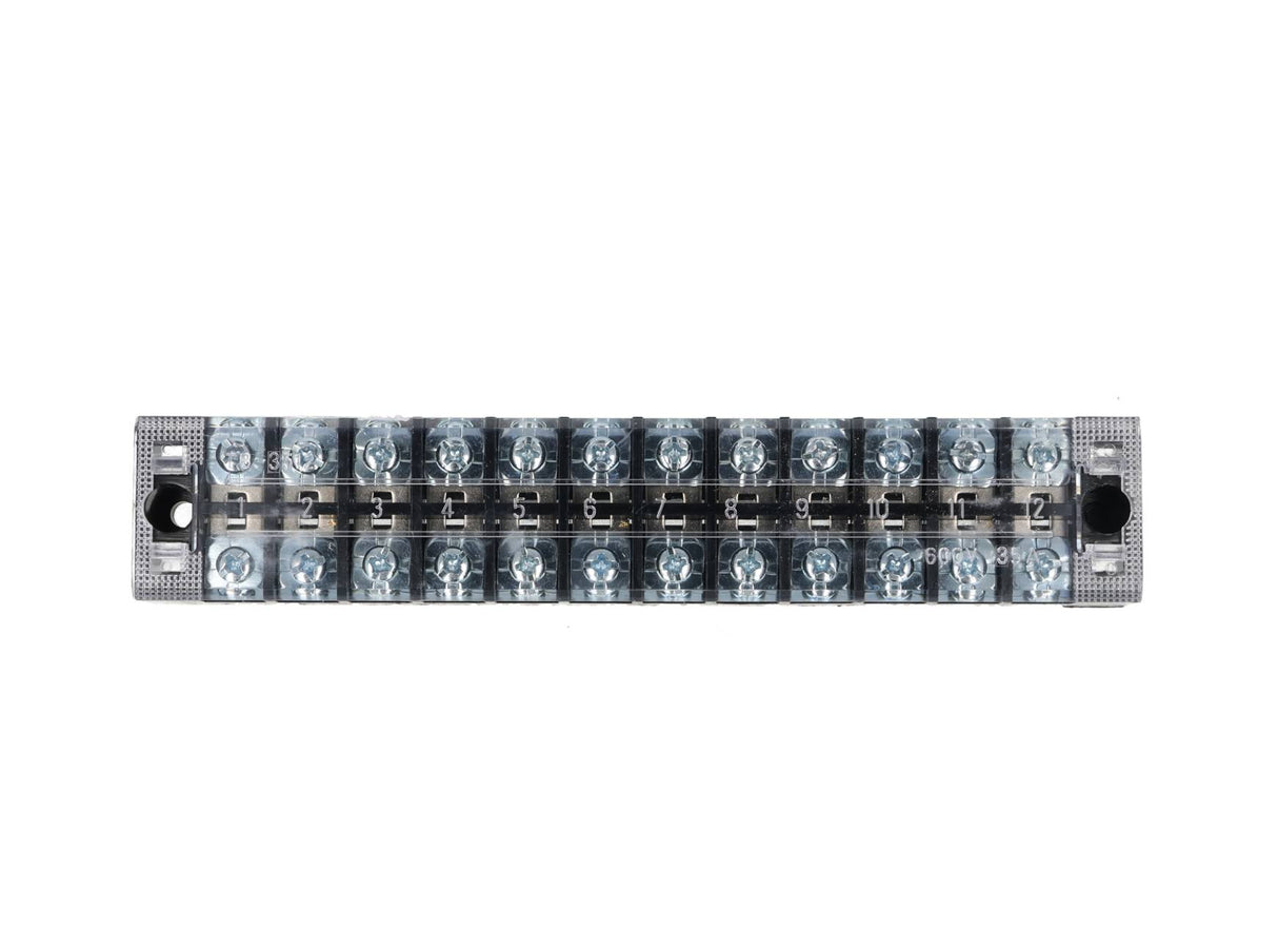 TB-3512 — BLOQUE DE TERMINALES MONTAJE FIJO 35AMP12 POLOS, 600V, CALIBRE 14 AWG, 100¡C (A PRUEBA DE FUEGO) , 20x162x30mm