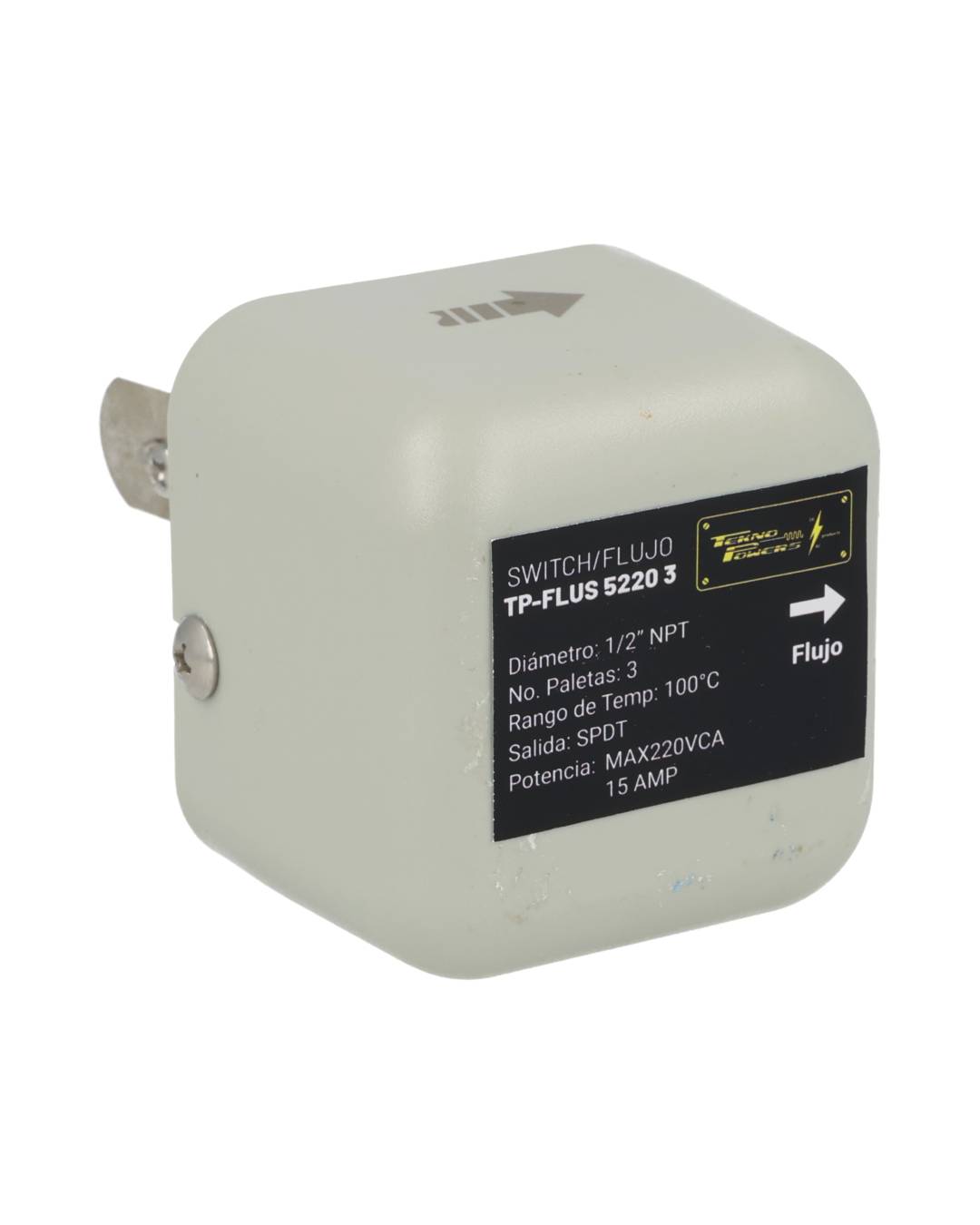 TP-FLUS-5220 3 — SWITCH/FLUJO 1/2 NPT 15AMP./220VCA, 3 PALETAS PRESION 10BAR,