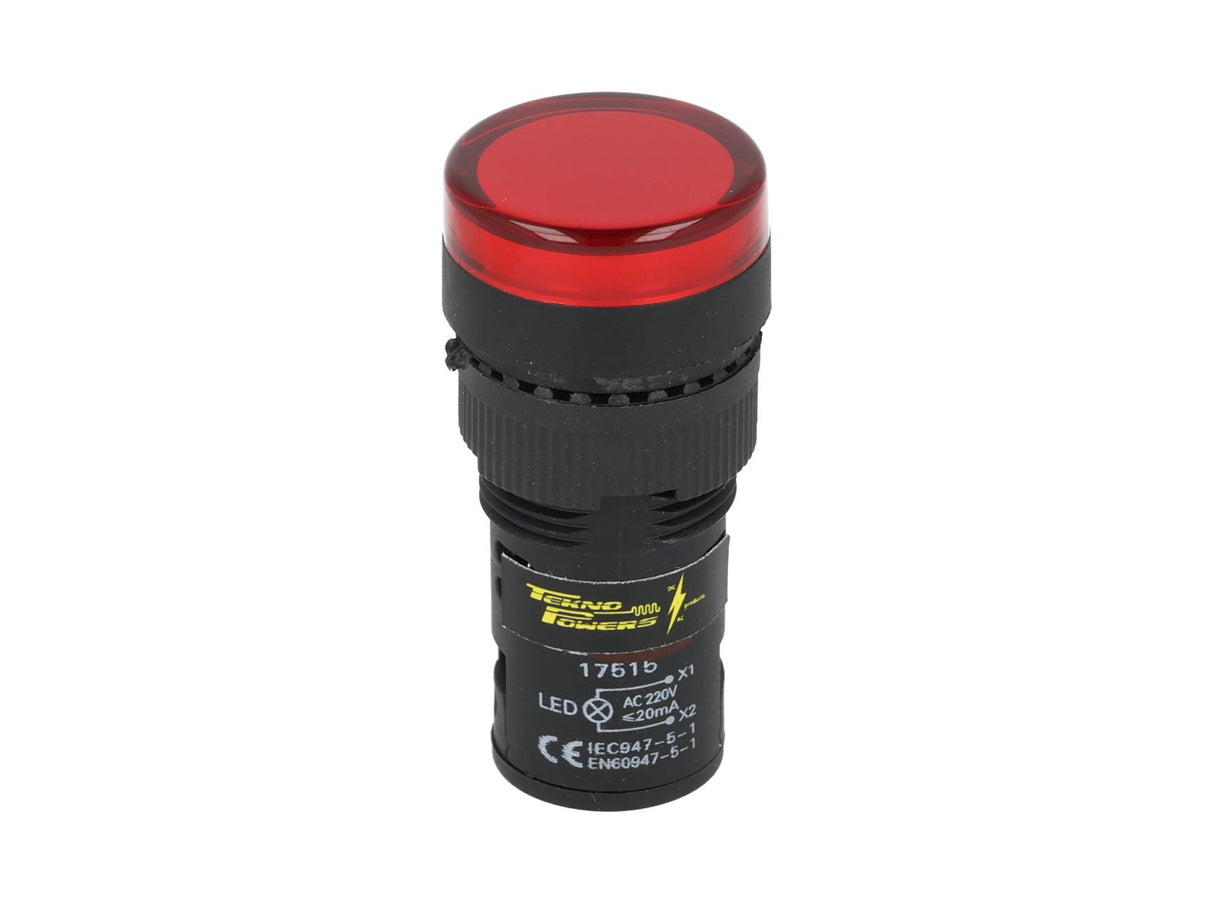 TP-LI16-R Ñ LAMPARA PILOTO LED ROJO 16mm 220VCA*NO SON A PRUEBA DE EXPLOSION*