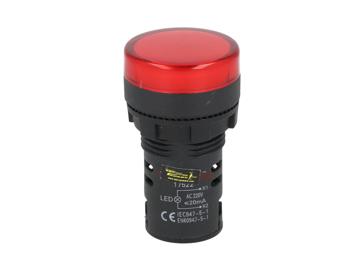 TP-LI22-R Ñ LAMPARA PILOTO LED ROJO 22mm 220VCA PLASTICO *NO SON A PRUEBA DE EXPLOSION*
