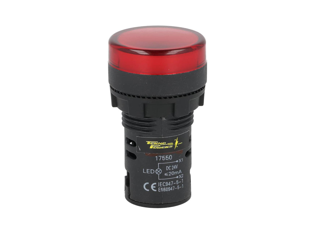 TP-LI22-R24 — LAMPARA PILOTO LED ROJO 22mm 24VCDE VCA PLASTICO *NO SON A PRUEBA DE EXPLOSION*