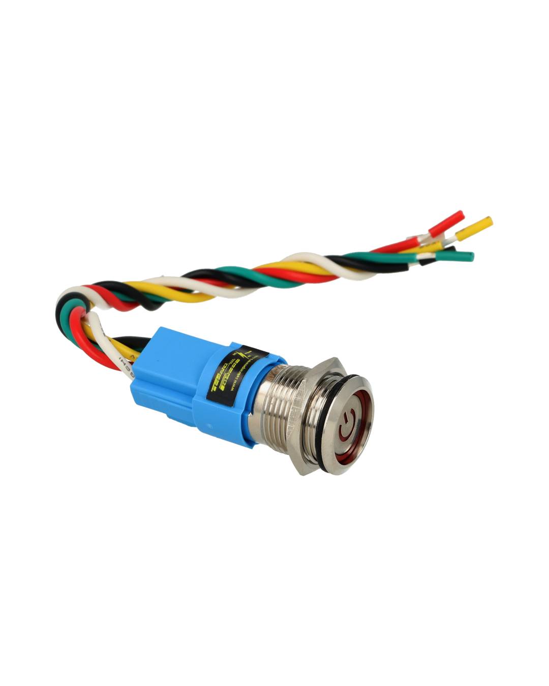 TP-ML16-PR24 — INTERRUPTOR METALICO 16MM 12-24V ENCLAVA DO C/ SIMBOLO ILUMINADO Y CONECTOR