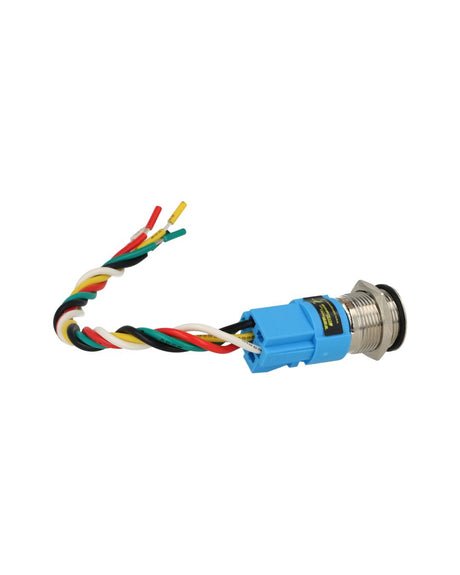 TP-ML16-PR24 — INTERRUPTOR METALICO 16MM 12-24V ENCLAVA DO C/ SIMBOLO ILUMINADO Y CONECTOR