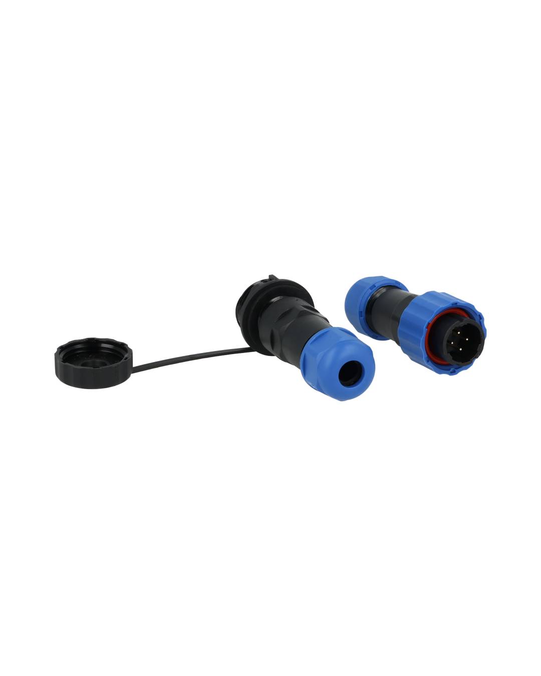 TP-SP16-S4P — CONECTORES EXTENSION/RECTO (PAR) 4 PINIMPERMEABLES IP68, 5A/250VCA, DIAMETRO DE BARRENO 16mm PIN COBRE CHAPEADO EN DORADO/PLATEADO