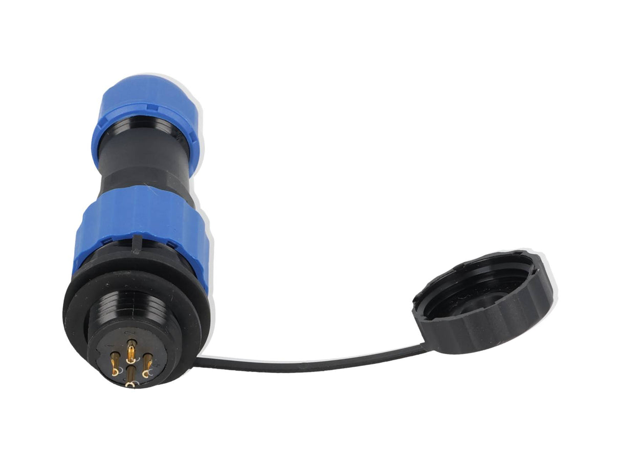 TP-SP16-SP4P — CONECTORES PANEL/RECTO (PAR) 4 PIN IMPERMEABLES IP68, 5A/250VCA, DIAMETRO DE BARRENO 16mm, PIN COBRE CHAPEADO EN DORADO/PLATEADO