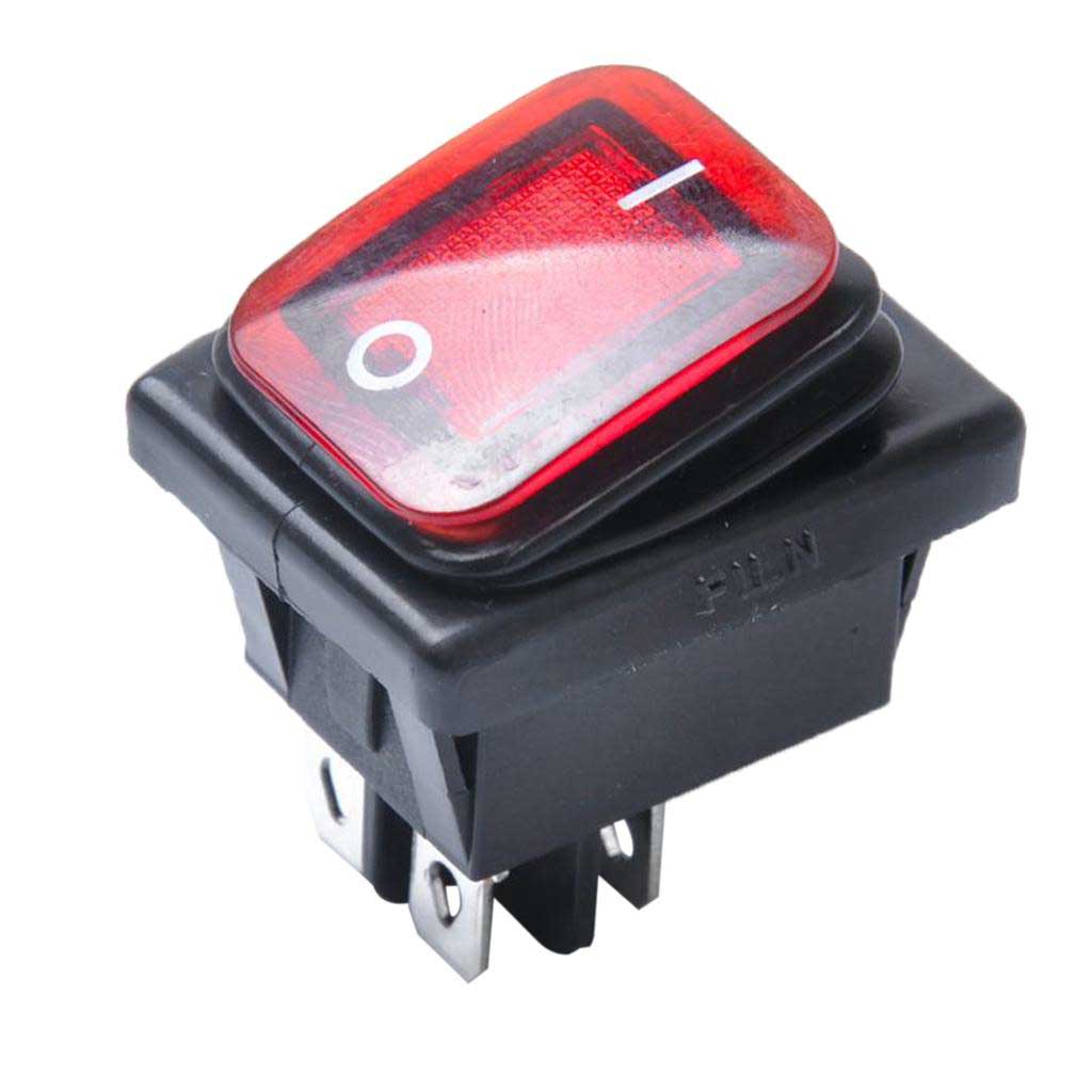 TP-T85-RL — SWITCH ILUMINADO ROJO 2P1T LED, 110VCA, 30A/250VCA, IP67, SELLADO, 30X22mm